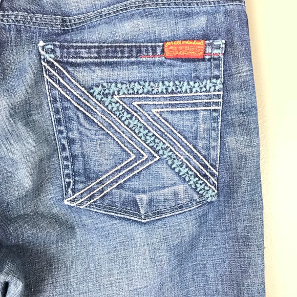7 For All Mankind Denim - 7FAM Flynt Flower Embroidery Flare Jeans 27